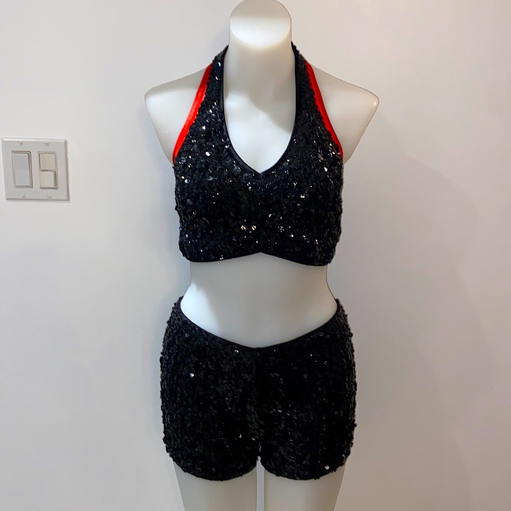 Black & Red Sequin Set